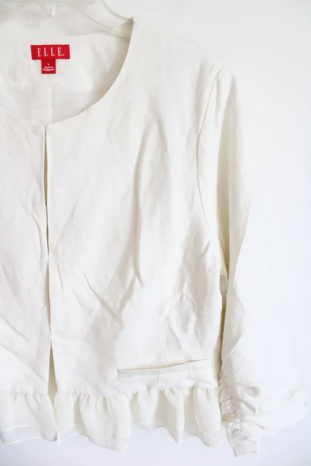 Elle Rings Elle White Peplum Blazer Jacket L