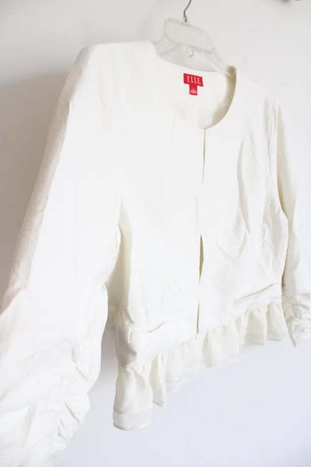 Elle Rings Elle White Peplum Blazer Jacket L