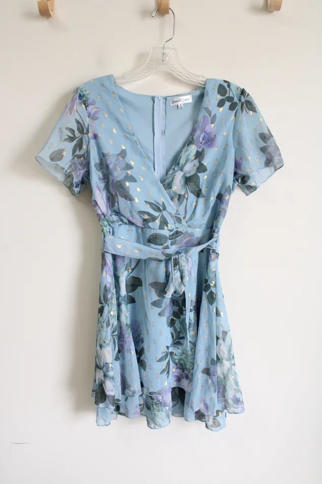 Emerald Sundae Blue Floral Shimmer Layered Dress 7 Emerald Sundae Necklaces