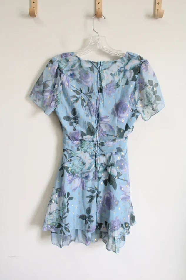 Emerald Sundae Blue Floral Shimmer Layered Dress 7 Emerald Sundae Necklaces