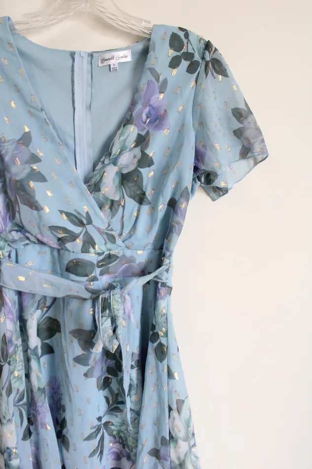 Emerald Sundae Blue Floral Shimmer Layered Dress 7 Emerald Sundae Necklaces