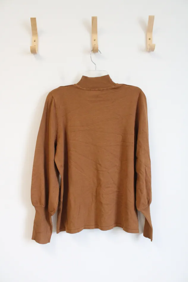 Erin London Earrings NEW Erin London Brown Mock Neck Sweater XL