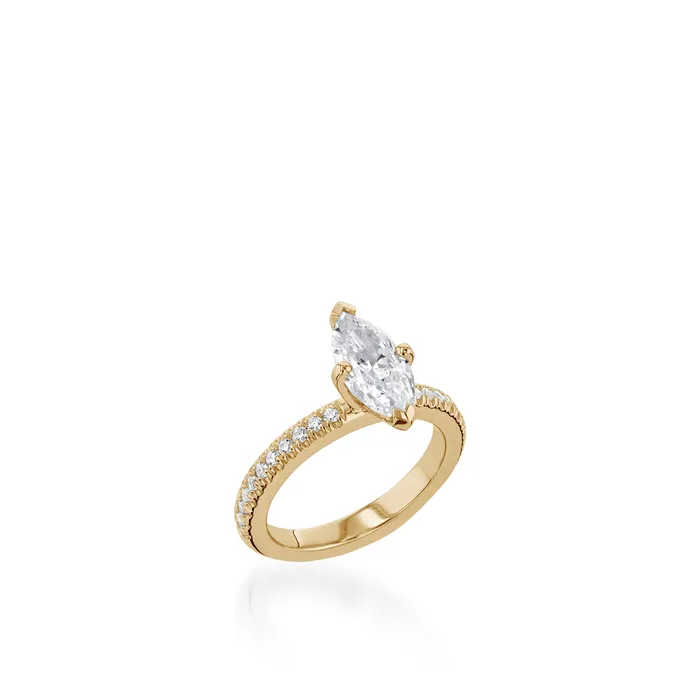 Essence Marquise Yellow Gold Engagement Ring John Atencio Rings
