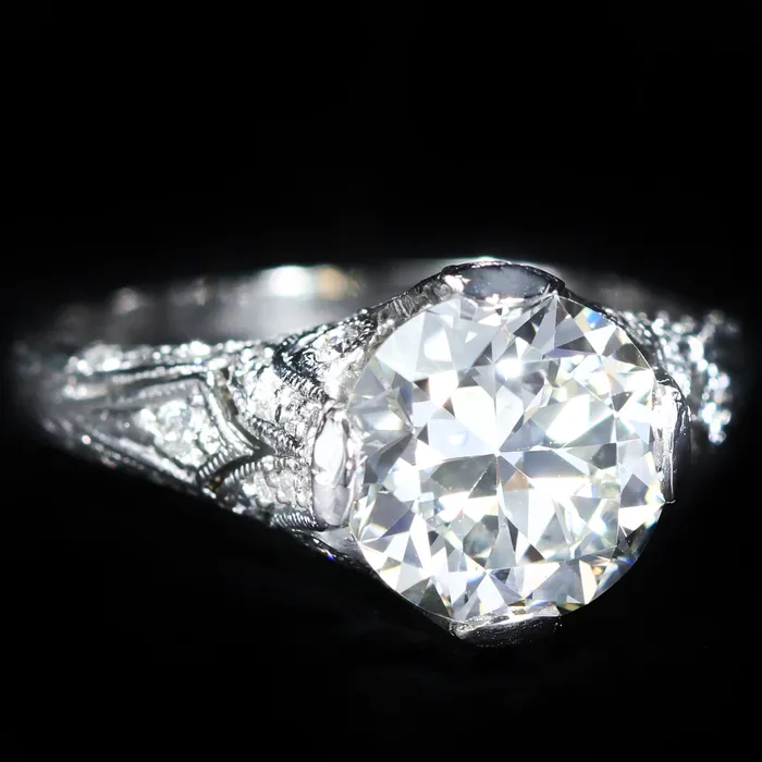 Estate Platinum 256 Carat Old European Cut Diamond Engagement Ring Michaeli DiamondsGreen Hills Diamonds Rings Estate Platinum 256 Carat Old European Cut Diamond Engagement Ring Michaeli DiamondsGreen Hills Diamonds Rings