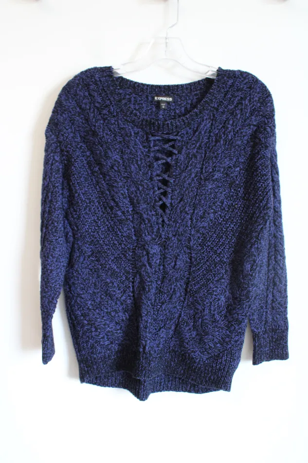 Express Dark Blue Black Knit Sweater S Express Rings