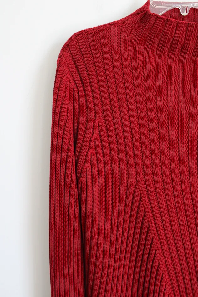 Express Earrings Express World Brand Vintage Red Ribbed Knit Mock Neck Sweater XL