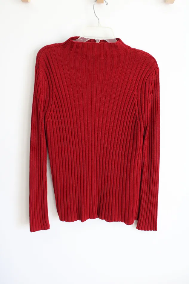 Express Earrings Express World Brand Vintage Red Ribbed Knit Mock Neck Sweater XL