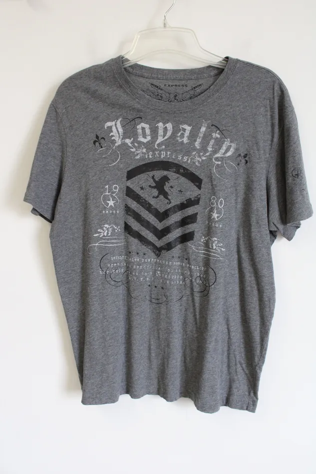 Express Gray Loyalty Express Shirt L Express Earrings