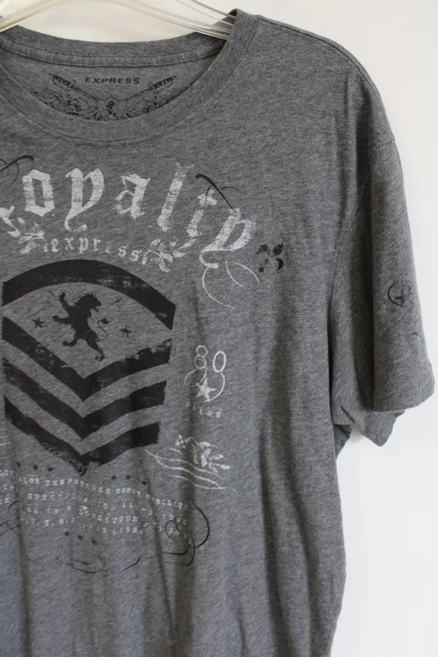 Express Gray Loyalty Express Shirt L Express Earrings