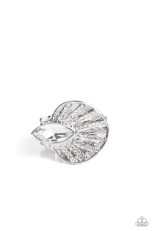 Fan Dance Dazzle White Paparazzi Accessories Rings