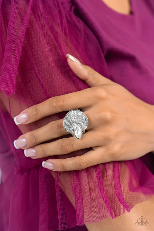 Fan Dance Dazzle White Paparazzi Accessories Rings