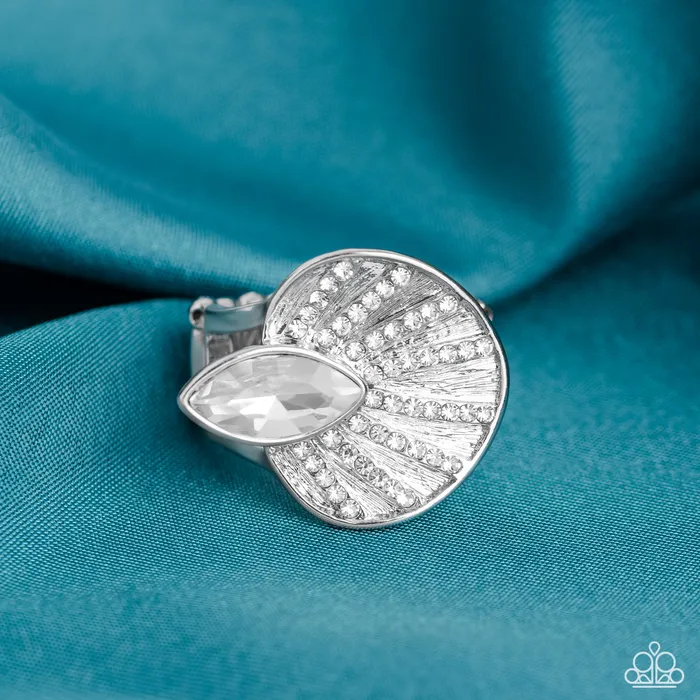 Fan Dance Dazzle White Paparazzi Accessories Rings