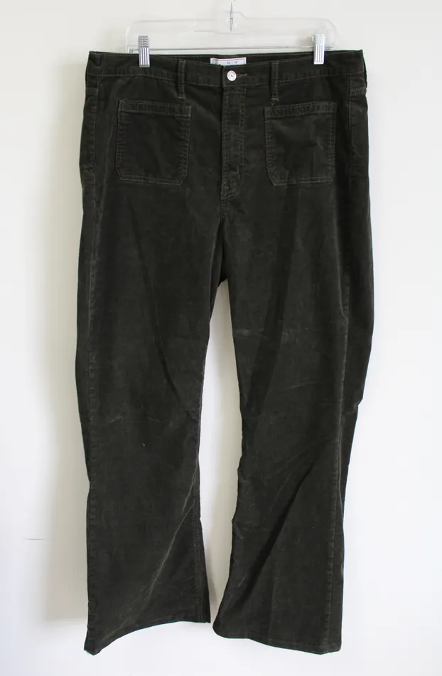 Gap 70s Flare High Rise Olive Green Corduroy Pants 16 Tall Gap Earrings
