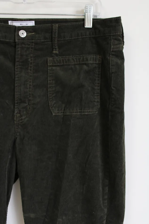 Gap 70s Flare High Rise Olive Green Corduroy Pants 16 Tall Gap Earrings