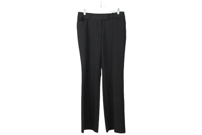 George George Black Pinstriped Pants 8 Rings