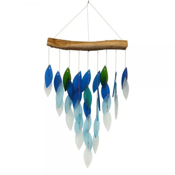 GIFTESSENTIALS Ocean Ombre Glass Driftwood Waterfall Wind Chime Necklaces