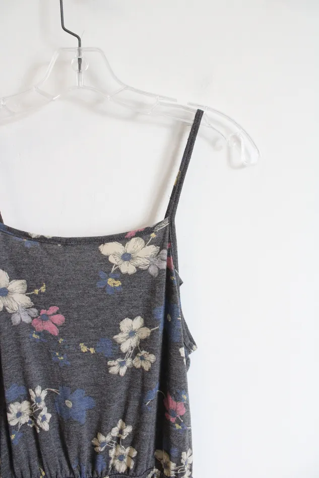 Ginger G Ruffle Gray Floral Romper L Ginger G Rings