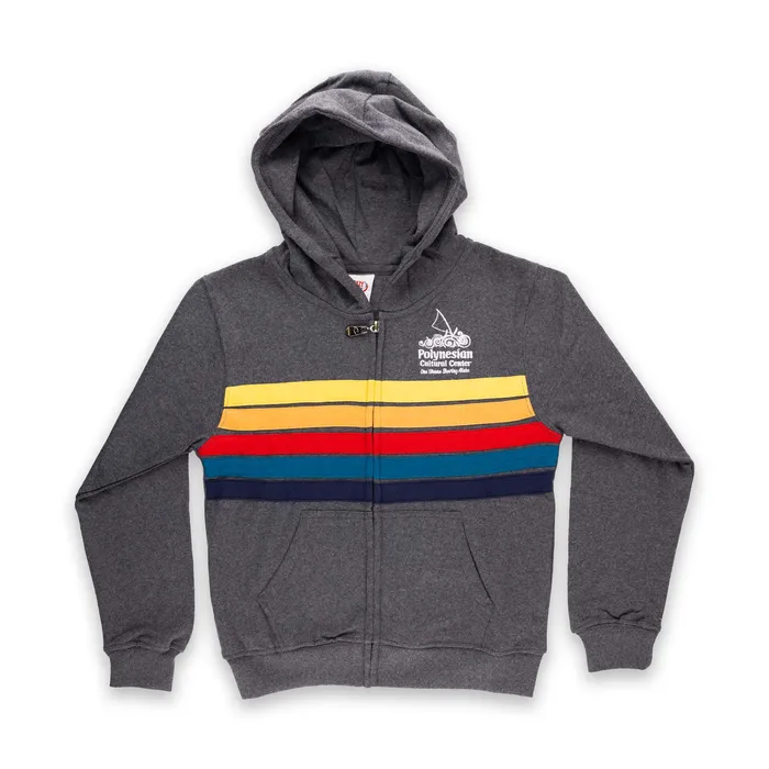 GOGOSPORTS Necklaces Custom Polynesian Cultural Center Logo Youth Full Zip Hoodie Color Stripes GOGOSPORTS Necklaces Custom Polynesian Cultural Center Logo Youth Full Zip Hoodie Color Stripes