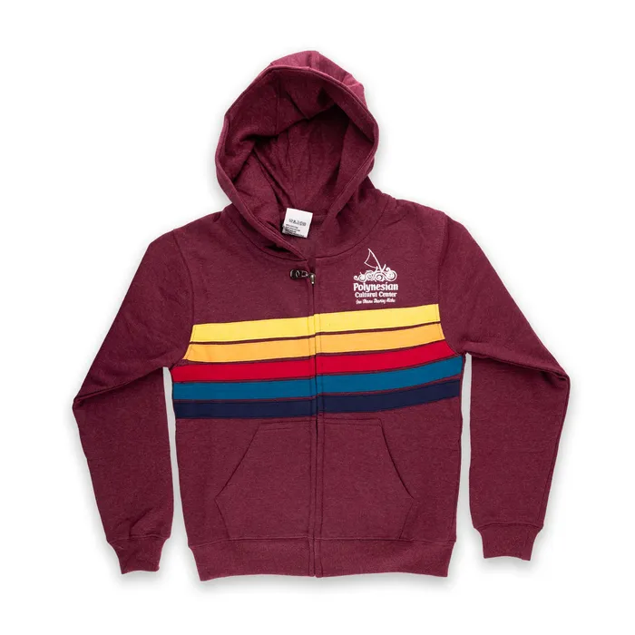 GOGOSPORTS Necklaces Custom Polynesian Cultural Center Logo Youth Full Zip Hoodie Color Stripes