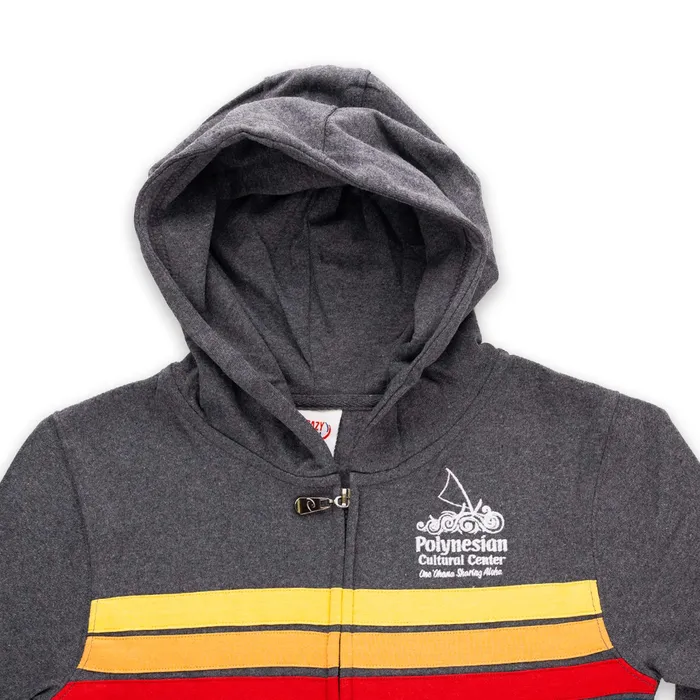 GOGOSPORTS Necklaces Custom Polynesian Cultural Center Logo Youth Full Zip Hoodie Color Stripes