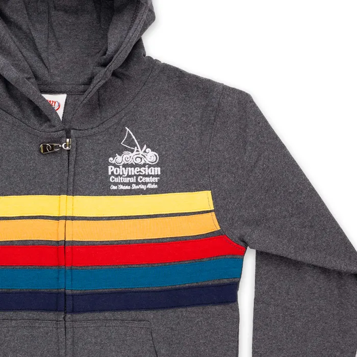 GOGOSPORTS Necklaces Custom Polynesian Cultural Center Logo Youth Full Zip Hoodie Color Stripes