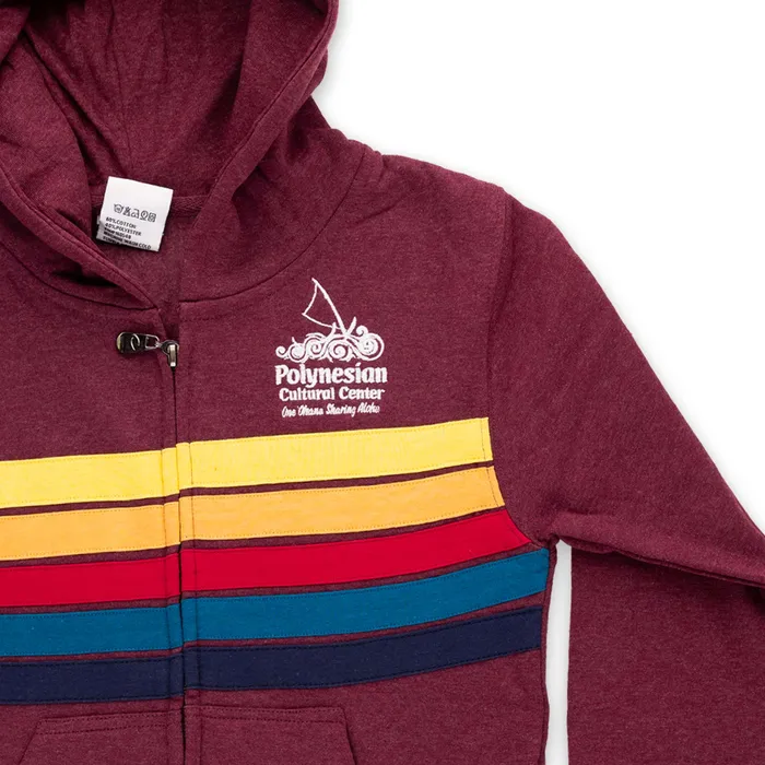 GOGOSPORTS Necklaces Custom Polynesian Cultural Center Logo Youth Full Zip Hoodie Color Stripes