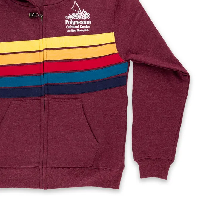 GOGOSPORTS Necklaces Custom Polynesian Cultural Center Logo Youth Full Zip Hoodie Color Stripes