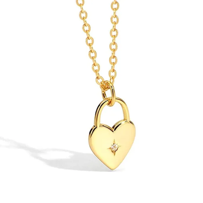 Gold Shield Collar de Corazn con Zirconia Blanca Earrings