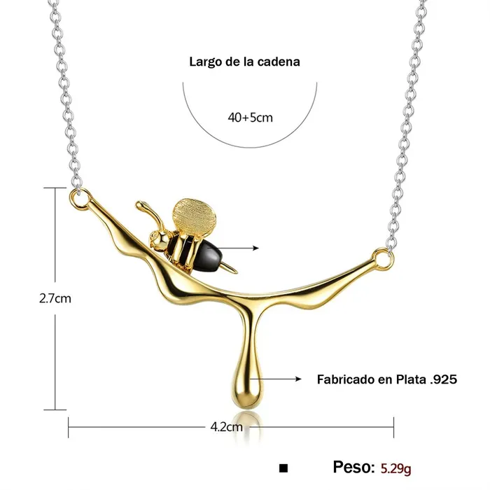 Gold Shield Earrings Cadenas de Plata para Mujer con Dije de Abeja Bao de oro 18k