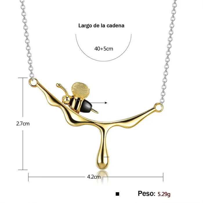 Gold Shield Earrings Cadenas de Plata para Mujer con Dije de Abeja Bao de oro 18k