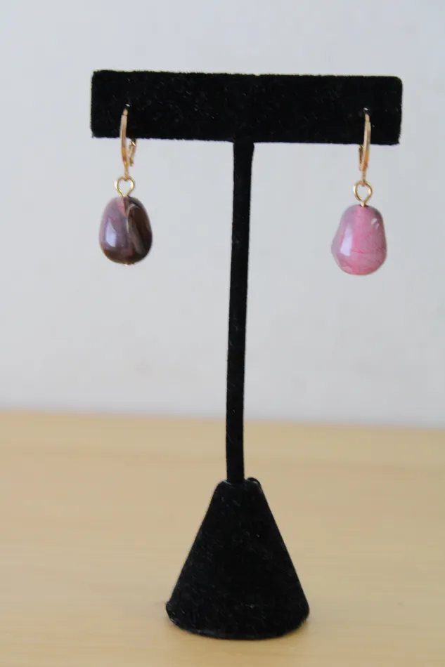 Green Pink Dangle Earring Pair Jubilee Thrift Earrings