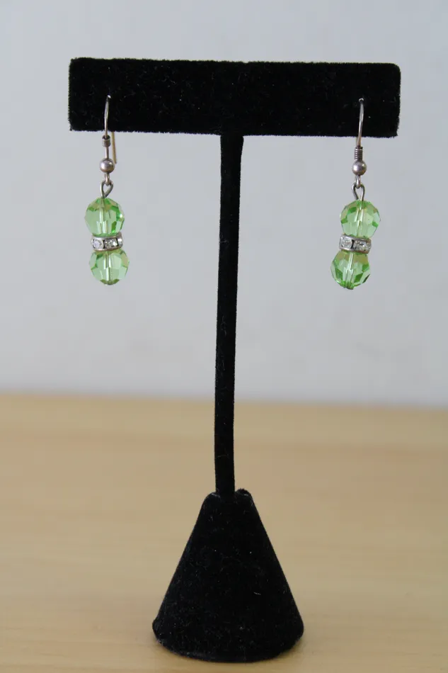 Green Pink Dangle Earring Pair Jubilee Thrift Earrings