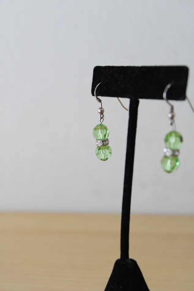 Green Pink Dangle Earring Pair Jubilee Thrift Earrings