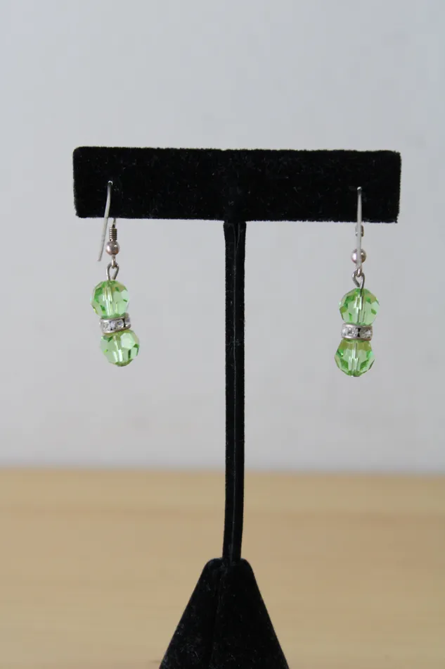 Green Pink Dangle Earring Pair Jubilee Thrift Earrings