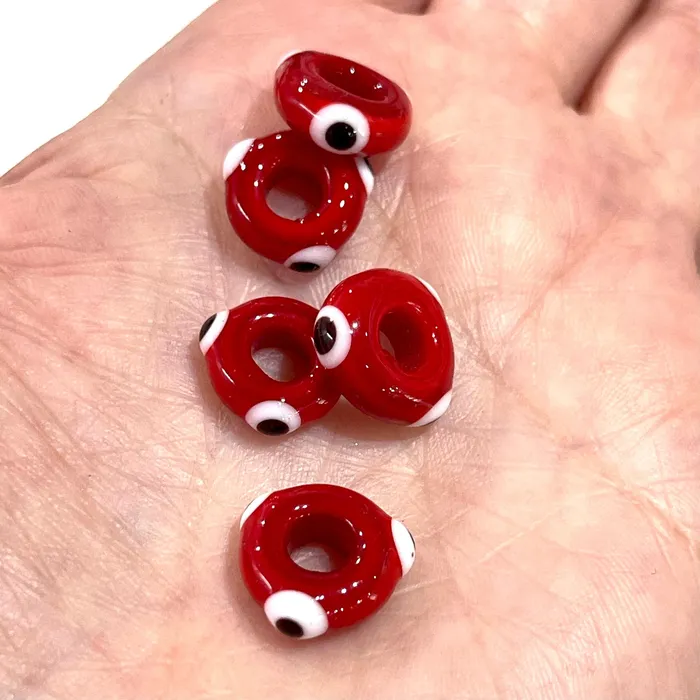 Hand Made Large Hole Evil Eye Beads Pandora Fit Glass Beads 5 Pcs in a pack Peppy Beads Necklaces