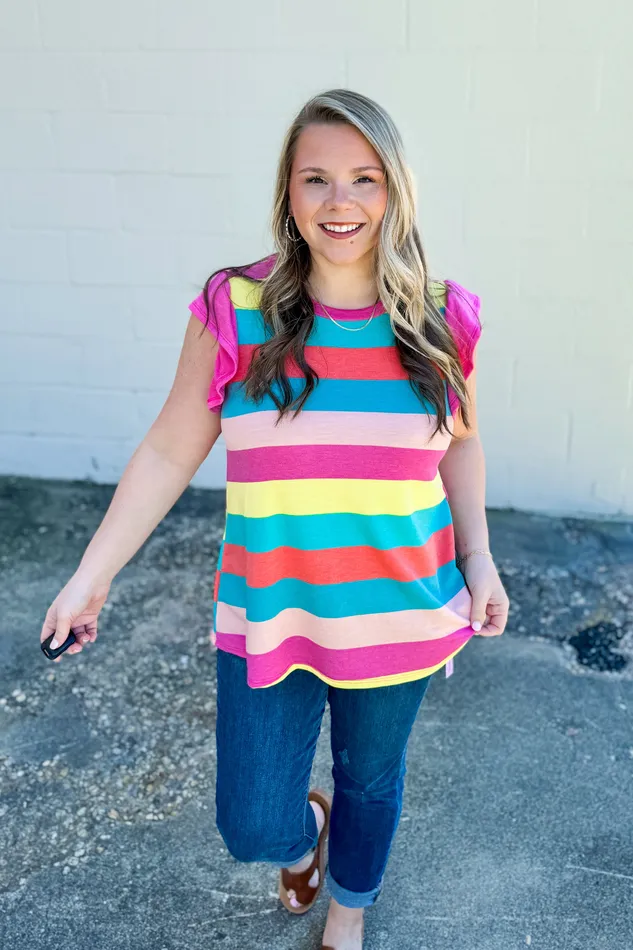 Haptics Earrings Color Your World Stripe Top