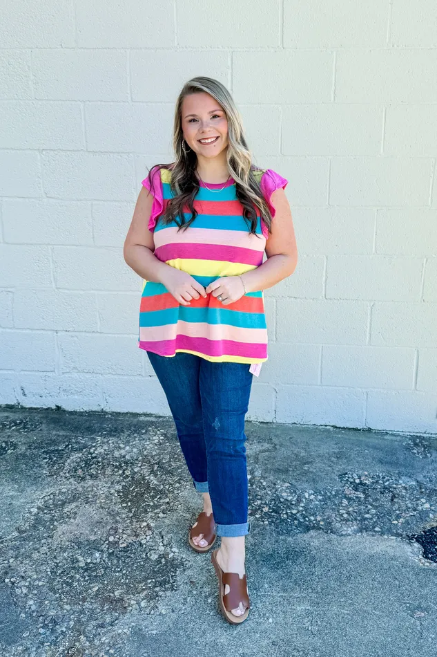 Haptics Earrings Color Your World Stripe Top