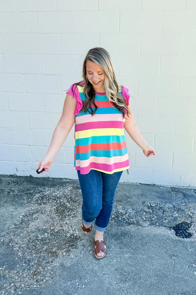 Haptics Earrings Color Your World Stripe Top