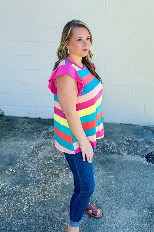 Haptics Earrings Color Your World Stripe Top
