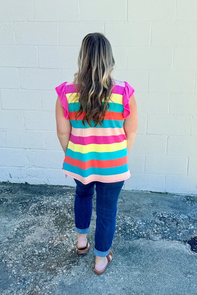 Haptics Earrings Color Your World Stripe Top