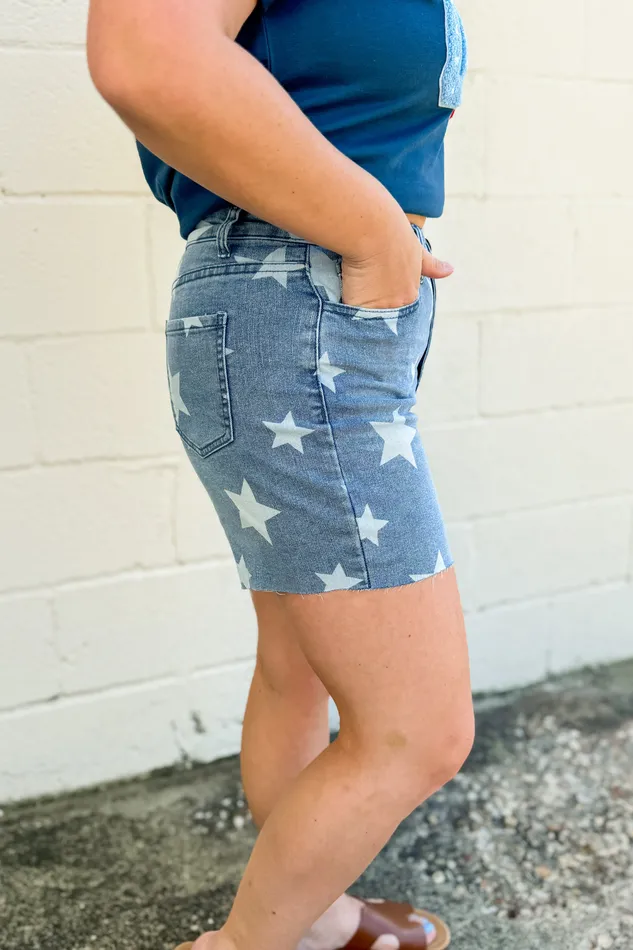 Haptics Earrings Off To The Fireworks Star Denim Shorts