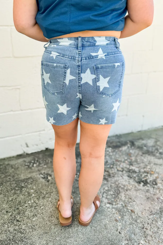Haptics Earrings Off To The Fireworks Star Denim Shorts