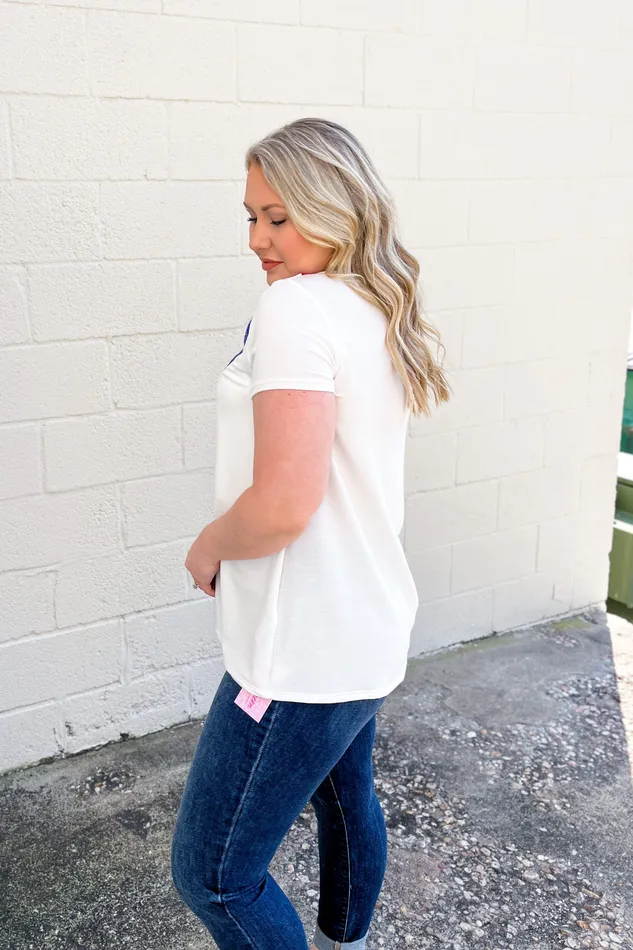 Haptics Rings Feeling Red White and Blue Sequin Top
