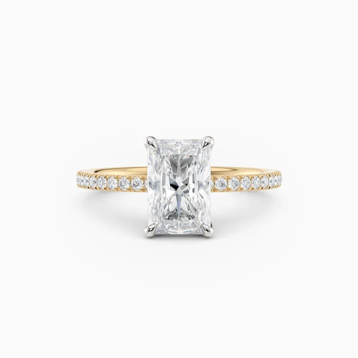 Honey Jewelry Co Rings Sarah Radiant Solitaire Engagement Ring with Pave Band Honey Jewelry Co Rings Sarah Radiant Solitaire Engagement Ring with Pave Band