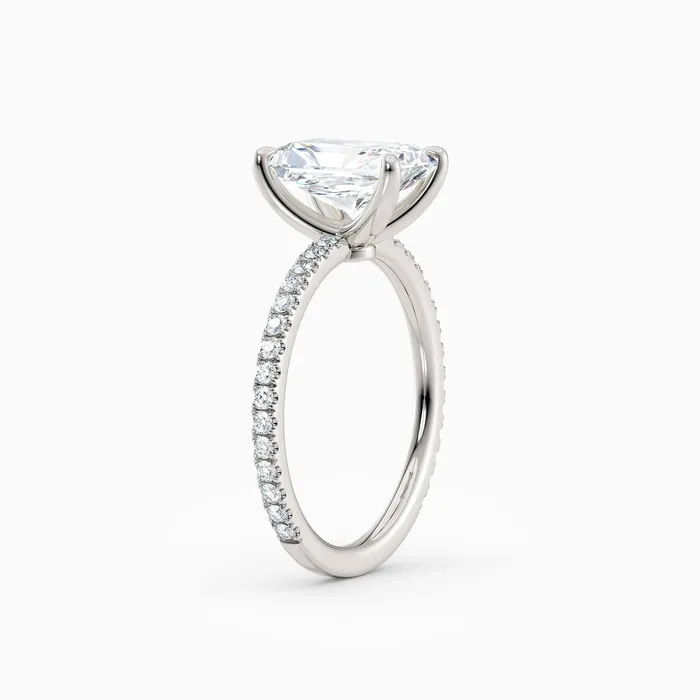 Honey Jewelry Co Rings Sarah Radiant Solitaire Engagement Ring with Pave Band