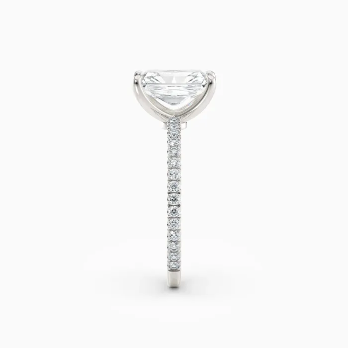Honey Jewelry Co Rings Sarah Radiant Solitaire Engagement Ring with Pave Band
