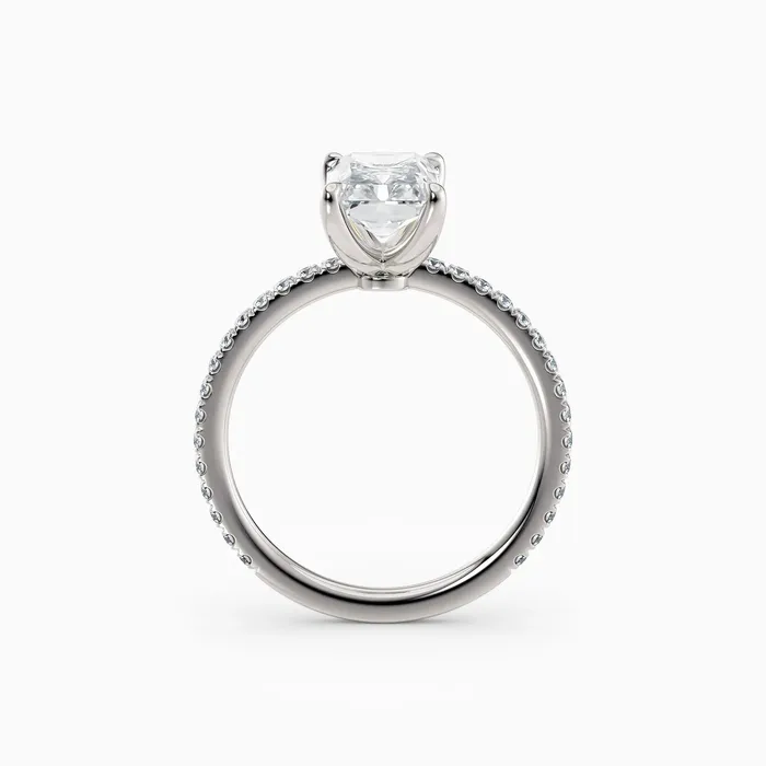 Honey Jewelry Co Rings Sarah Radiant Solitaire Engagement Ring with Pave Band