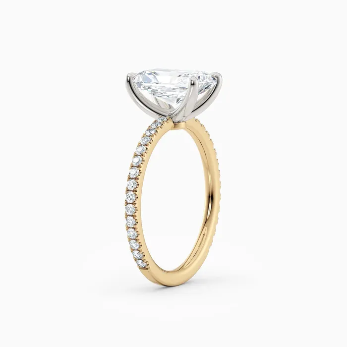 Honey Jewelry Co Rings Sarah Radiant Solitaire Engagement Ring with Pave Band