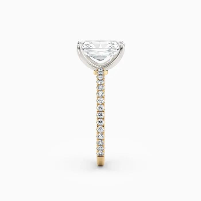 Honey Jewelry Co Rings Sarah Radiant Solitaire Engagement Ring with Pave Band