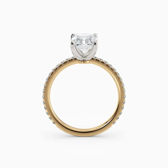 Honey Jewelry Co Rings Sarah Radiant Solitaire Engagement Ring with Pave Band